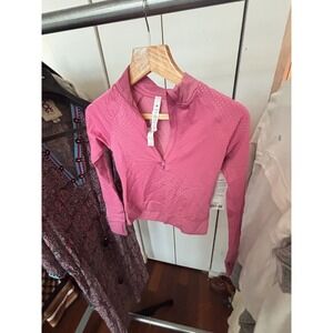 NEW Lululemon REST LESS CROPPED 1/2 ZIP GRID WARP SUGAR PLUM PINK SIZE 2